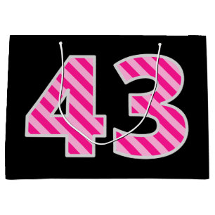 Grand Sac Cadeau Rose d'amusement barré "43" ; Joyeux