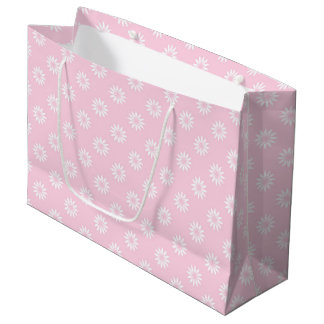 GRAND SAC CADEAU ROSE DE PÂQUES AVEC FLEURS DE MAÏGRETTE BLANCHES
