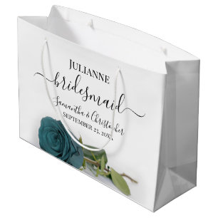 Grand Sac Cadeau Rose Élégante Poussiéreuse Sarcelle Robe de Mariée