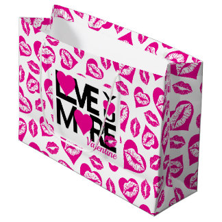 Grand Sac Cadeau Rose et blanc Vous aimer Plus