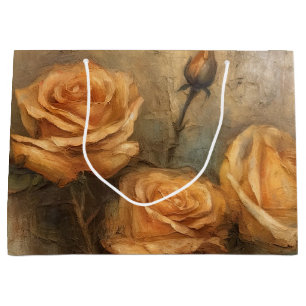 Grand Sac Cadeau Rose Fleur Romantique Florale