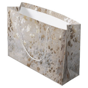 Grand Sac Cadeau Rose Gold Cowhide Imprimer métallurgique