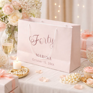 Grand Sac Cadeau Rose gold nom écriture 40e anniversaire
