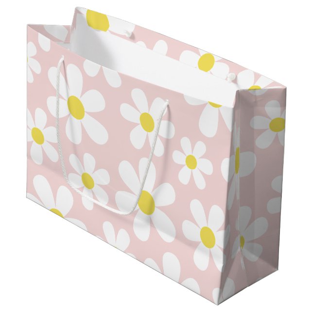 Grand Sac Cadeau Rose marguerite (Devant Angle)