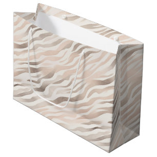 Grand Sac Cadeau Rose Pâle Crème Anniversaire Zèbre Animal