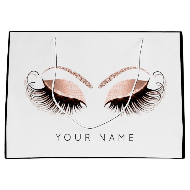Grand Sac Cadeau Rose Rose Or Noir Blanc Favoris Oeil Favoris (Devant)