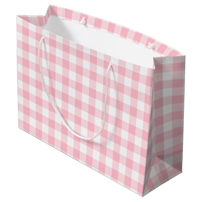 Grand Sac Cadeau Roses et Blancs Gros En vichy chèques (Dos Angle)