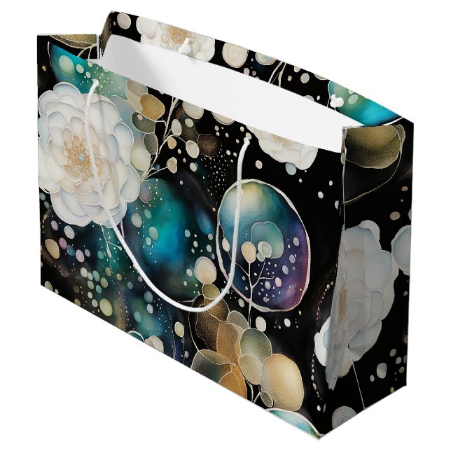 Grand Sac Cadeau Roses Et Bulles Abstraits (Dos Angle)