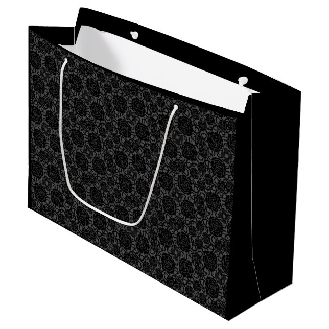 Grand Sac Cadeau Roses foncés faits sur commande de Goth noirs/sac (Devant Angle)
