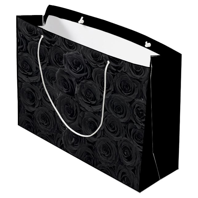 Grand Sac Cadeau Roses noirs à fleurs chaudes (Dos Angle)