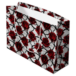 Grand Sac Cadeau Roses Rouges Épineuses Gothiques Amour Sombre Anti