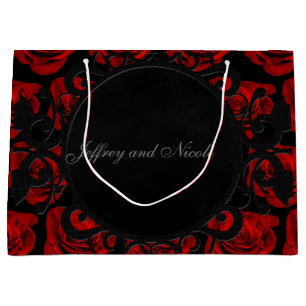 Grand Sac Cadeau Roses rouges gothiques Mariage victorien
