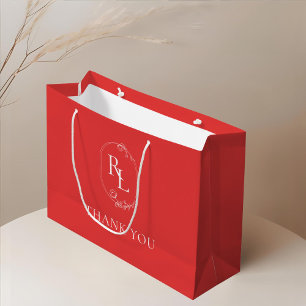 Grand Sac Cadeau Rouge de fruits Merci Mariage de Monogramme Flor