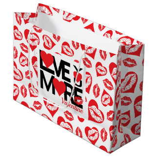 Grand Sac Cadeau Rouge et blanc Vous aimer Plus