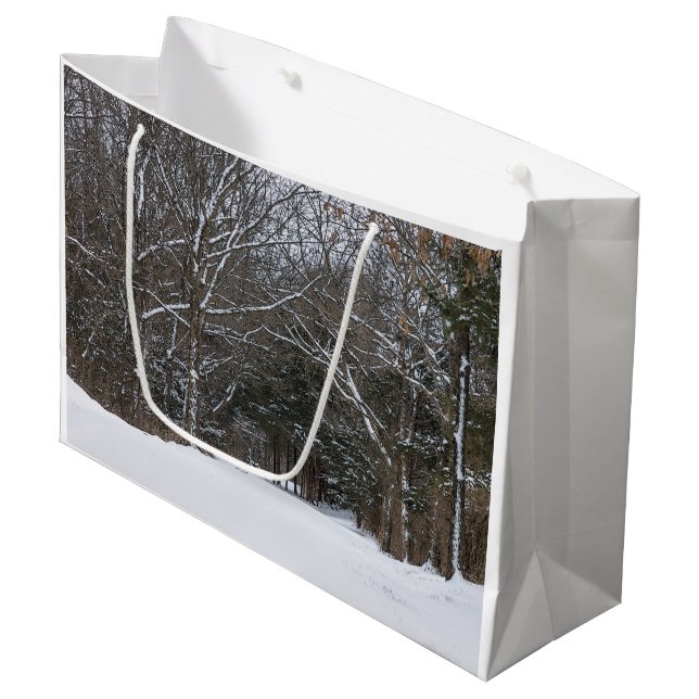 Grand Sac Cadeau Route couverte de neige (Devant Angle)