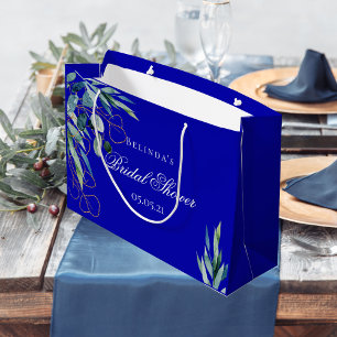 Grand Sac Cadeau Royal bleu eucalyptus verdure douche nuptiale