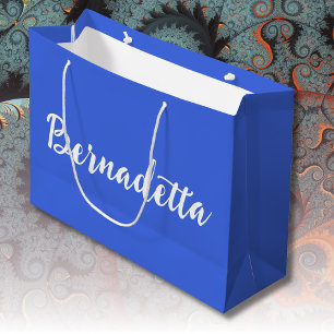 Grand Sac Cadeau Royal Blue manuscrit élégant Nom élégant