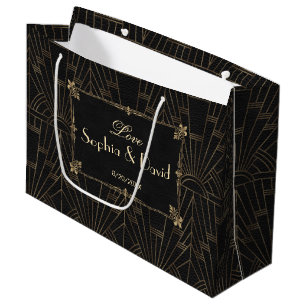 Grand Sac Cadeau Royal Fleur-de-Lis Art déco Mariage des années 192