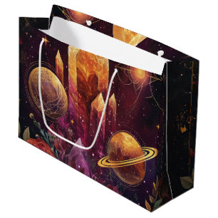 Grand Sac Cadeau Royaume de cristal d'améthyste de fantaisie motif