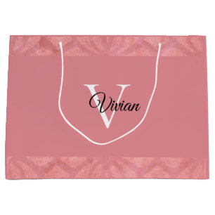 Grand Sac Cadeau Ruddy Pink Batik Nom Monogrammé