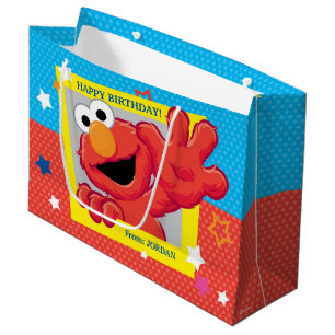 Grand Sac Cadeau Rue Sésame Elmo - Polka Dot & Stars Anniversaire
