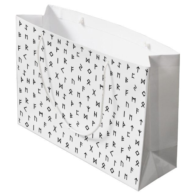Grand Sac Cadeau Runes viking noires sur Arrière - plan blanc (Dos Angle)