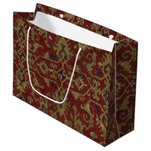 Grand Sac Cadeau Rustique antique Oriental Perse Motif rouge