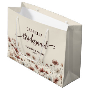 Grand Sac Cadeau Rustique Bohème Chic Fleurs Sauvages Demoiselles d
