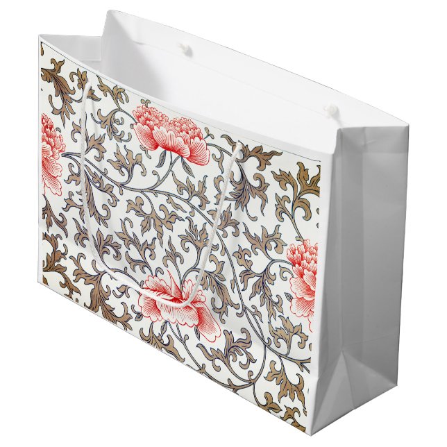 GRAND SAC CADEAU SAC-CADEAU AVEC MOTIFS FLORAUX CHINOIS (Devant Angle)