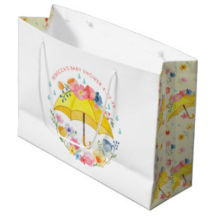 Grand Sac Cadeau Sac-cadeau Baby shower d'aquarelle florale de prin