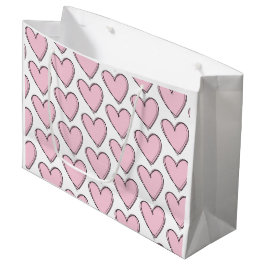 Grand Sac Cadeau Sac-cadeau - Cœurs roses