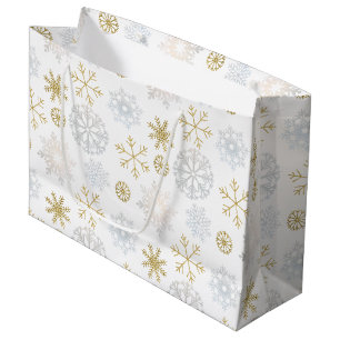 Grand Sac Cadeau Sac-cadeau hiver Icy Blue Snowflake