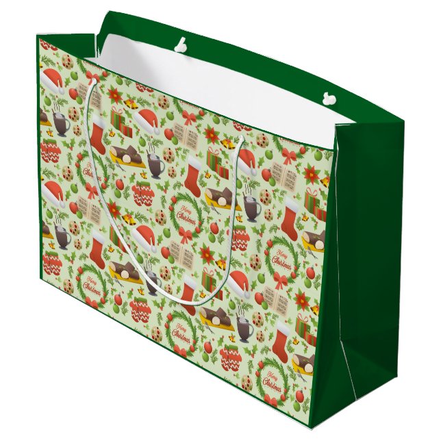 Grand Sac Cadeau Sacoche cadeau Motif de Noël (Dos Angle)