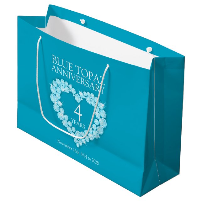 Grand Sac Cadeau Sacoche cadeau personnalisé de 4e anniversaire (Devant Angle)