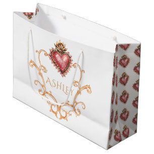Grand Sac Cadeau Sacré Coeur Baroque Personnalisé