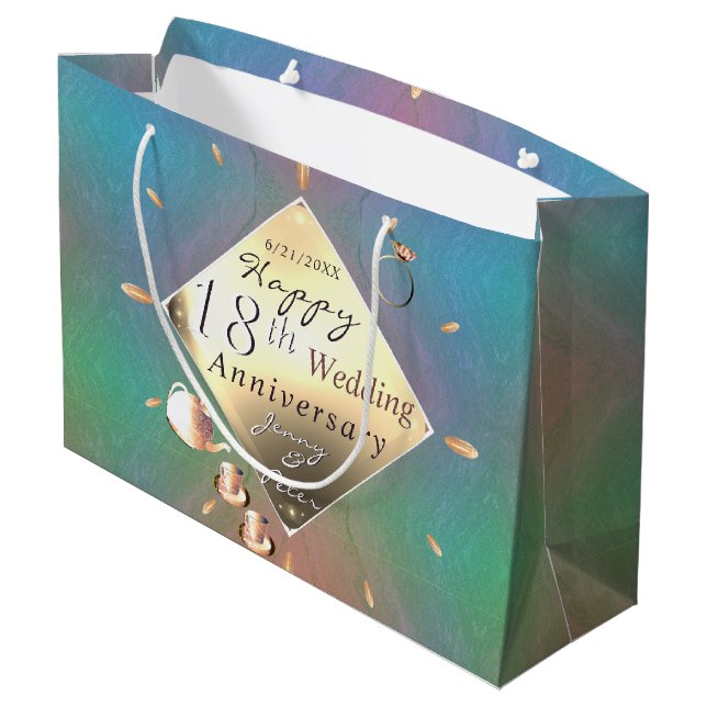 Grand Sac Cadeau Sacs-cadeaux Acquamarine 18e Anniversaire (couleur (Dos Angle)