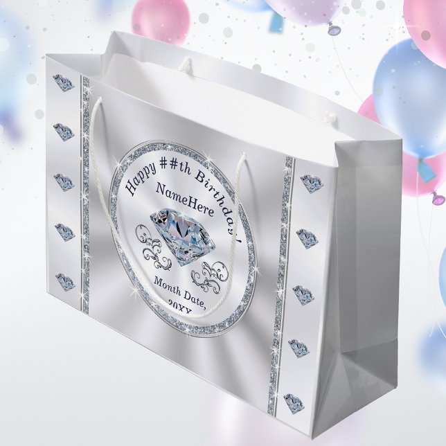 Grand Sac Cadeau Sacs-cadeaux d'anniversaire personnalisés, TOUTE A (Créateur téléchargé)