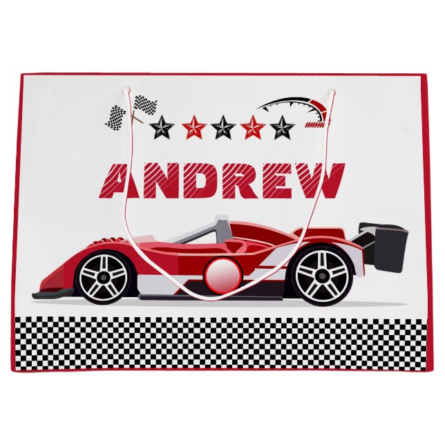 Grand Sac Cadeau Sacs-cadeaux de voiture de course personnalisée (Devant)