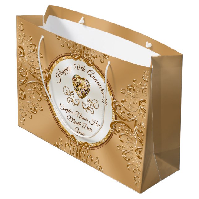 Grand Sac Cadeau Sacs-cadeaux personnalisés, 50e anniversaire de Ma (Dos Angle)