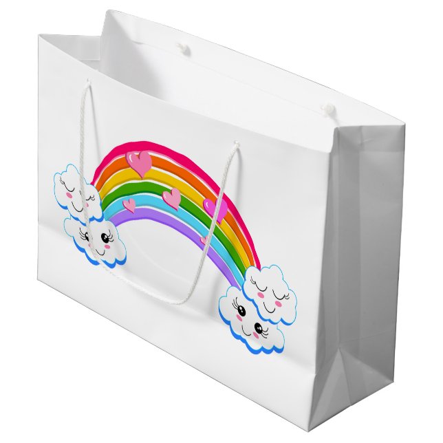 Grand Sac Cadeau Sacs-cadeaux Rainbow Clouds (Devant Angle)