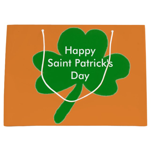Grand Sac Cadeau Sacs-cadeaux Shamrocks de la Saint Patrick (Devant)