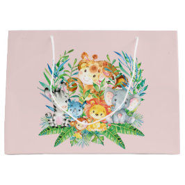 Grand Sac Cadeau safari Jungle Animaux Filles Baby shower Cadeau