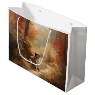 Grand Sac Cadeau Saint Bernard en automne Feuilles Automne automne