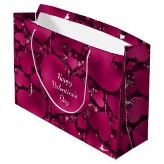 Grand Sac Cadeau Saint-Valentin Parties scintillant de coeur rouge