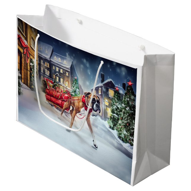 Grand Sac Cadeau Saison Festive de Noël de Boxer (Devant Angle)