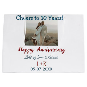 Grand Sac Cadeau Salutations à 10 ans heureux anniversaire ajouter 
