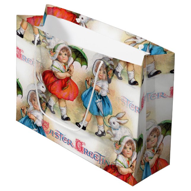 Grand Sac Cadeau Salutations de Pâques (Devant Angle)