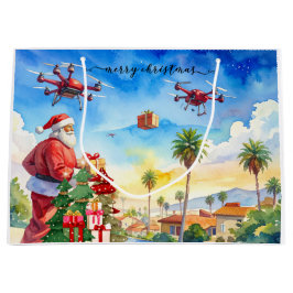 Grand Sac Cadeau Santa’s Drone Delivery Working on Christmas 