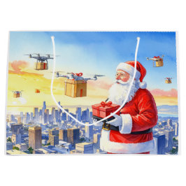 Grand Sac Cadeau Santa’s Drone Delivery Working on Christmas 