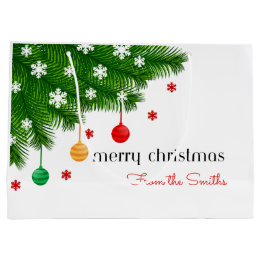 Grand Sac Cadeau Sapin de Noël & Ornements Personnalisés